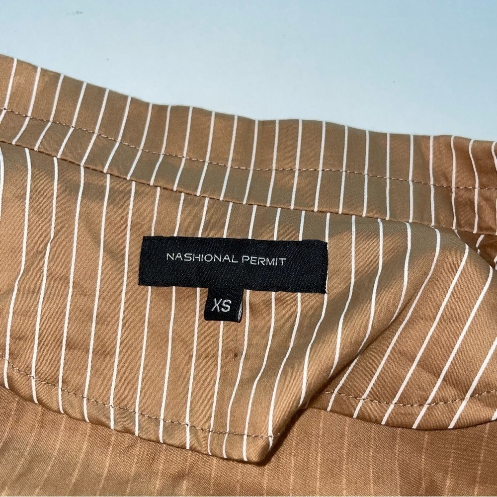 Nashional Permit Striped Cropped Collar Shirt - Picture 4 of 4